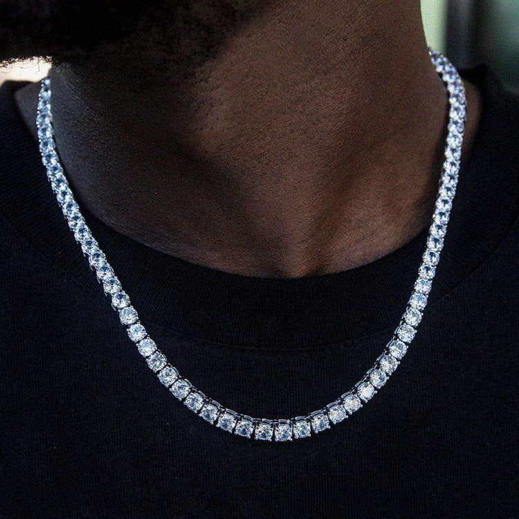 Moissanite Tennis Chain 4mm - D Colour - VVS1 - 925 Silver w/ 18k White Gold Plating